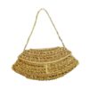Gold Hand Beaded Evening Clutch with Chain Strap for Women