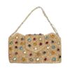 Golden Multicolor Stone-Embellished Clutch