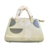 Ivory Geometric Panel Handbag with Top Handle for Women