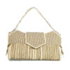 Ivory & Gold Hand-Beaded Shoulder Clutch for Women